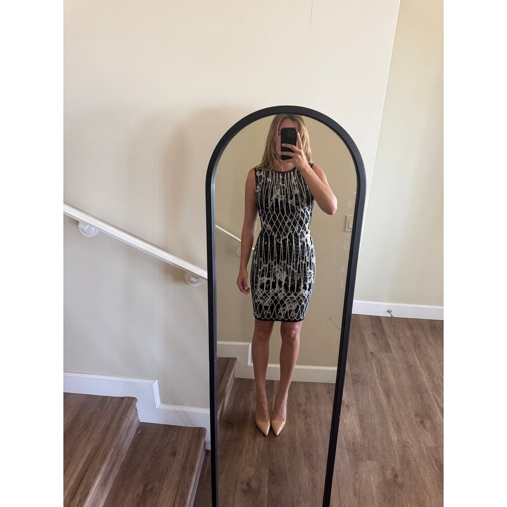 Herve Leger Black and White Pattern Bandage Dress